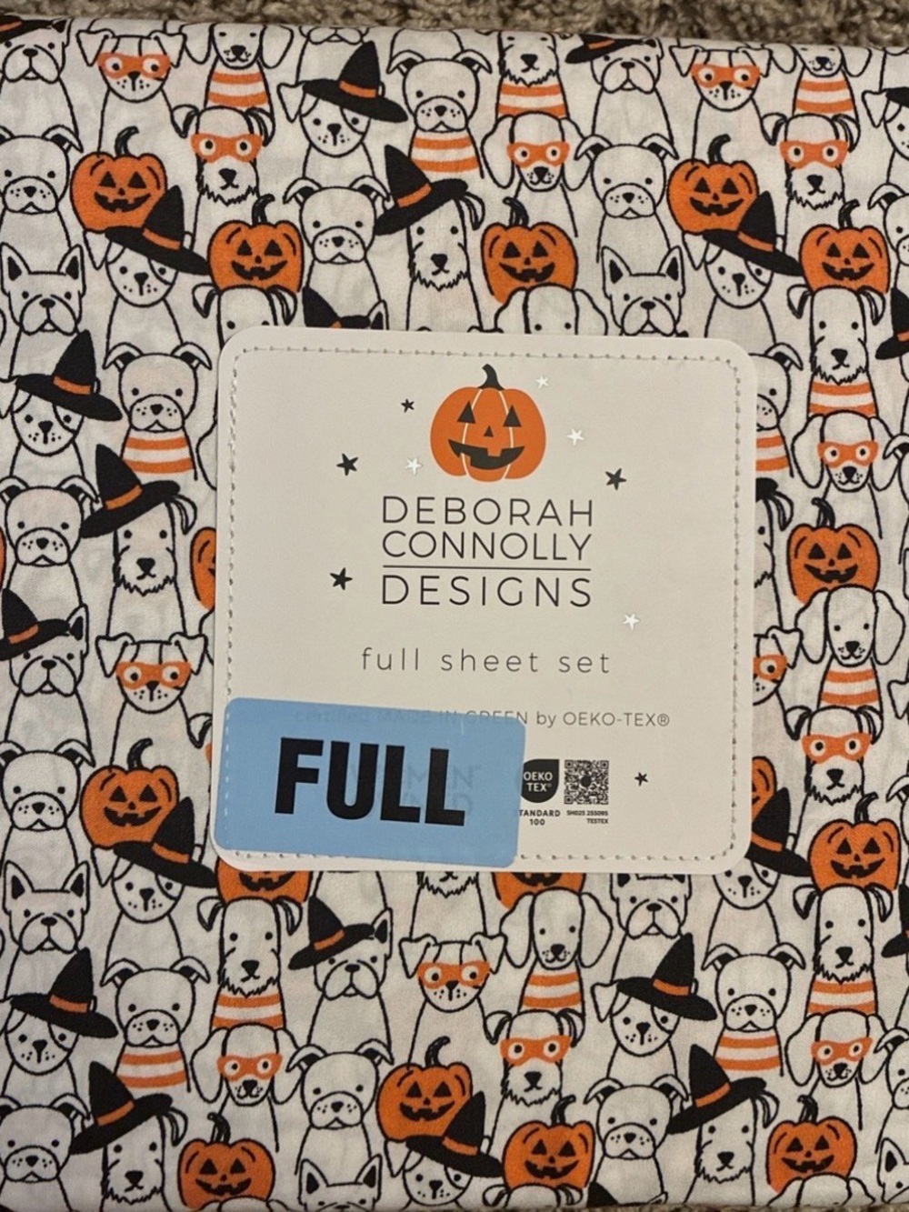 Halloween Pumpkin Dog Full sheet Set - Orange & Black